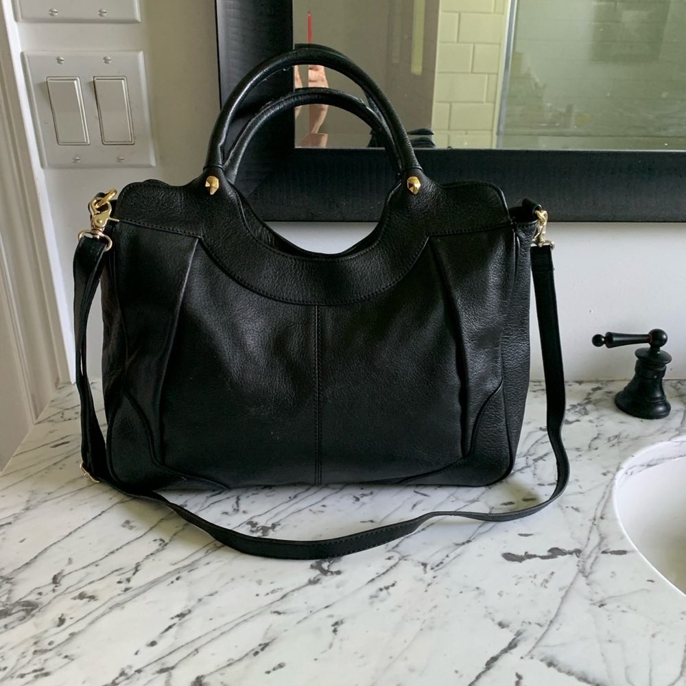 Perlina Black Leather Handbag